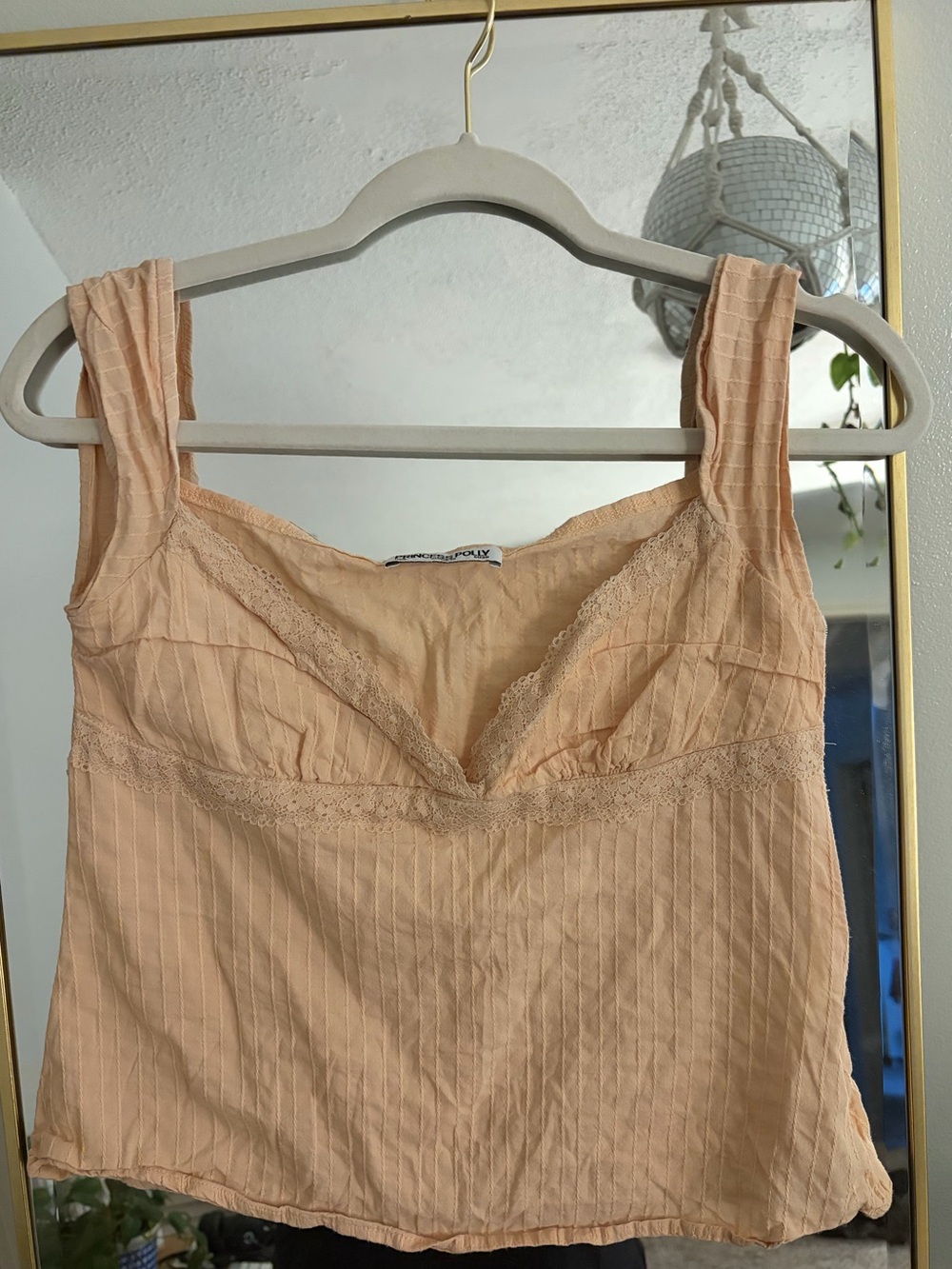 Princess Polly Peach Lace-Trim Tank